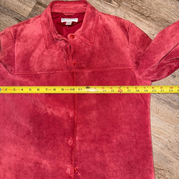 PENDLETON • Red Leather Button Down Jacket - Picture 7 of 10